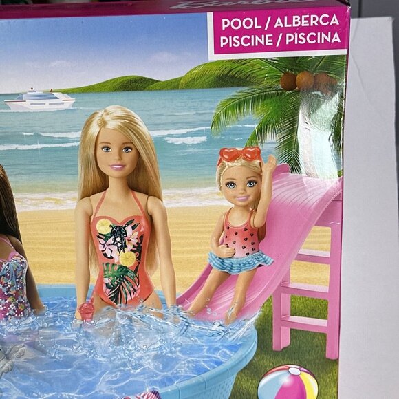 Barbie Pool Set  New In Box  Barbie With Pool Slide Towel And Two Glasses - Picture 6 of 7